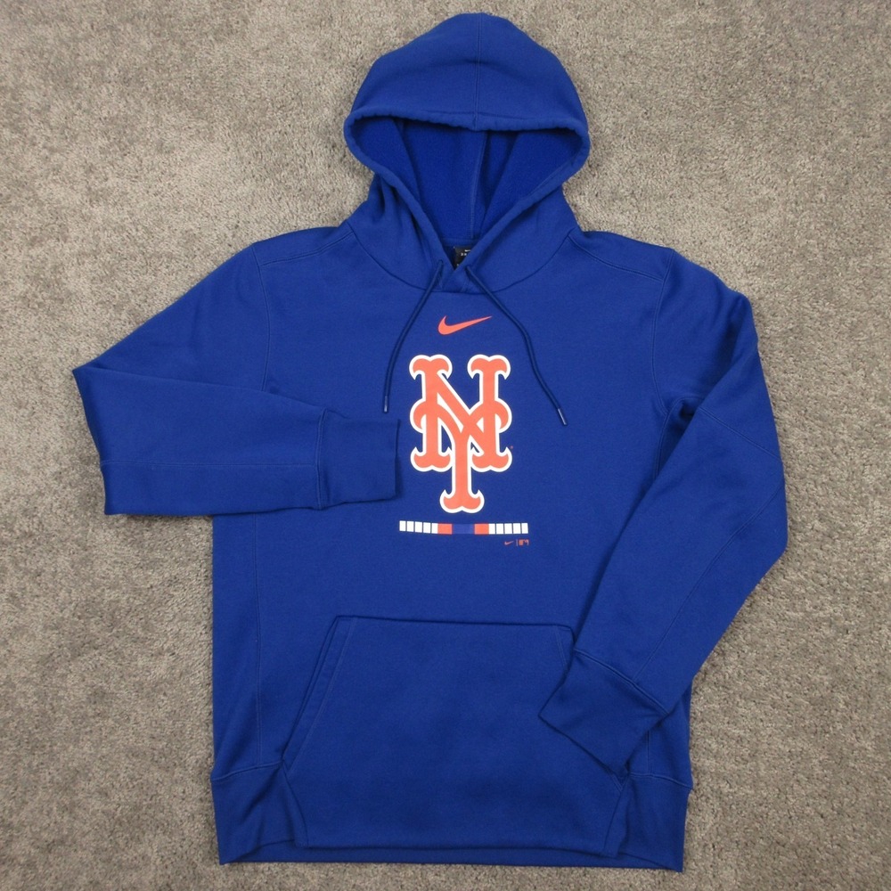 New York Mets Sweater Mens Medium Blue Hoodie Sweatshirt‎ Nike Drifit Baseball